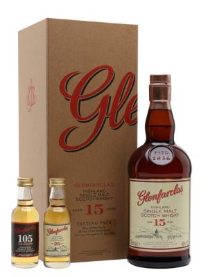Glenfarclas 15 Year Old Set with 105 25 Year Old Minis Speyside Whisky