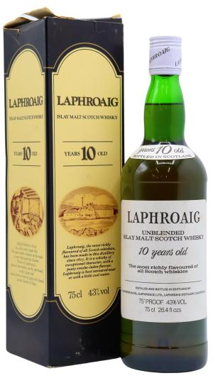 Laphroaig 10 year old Unblended Islay Scotch Whisky 75cl 43 ABV