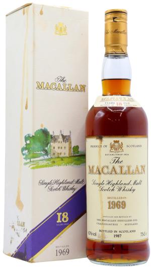 The Macallan 18 year old 1987 Release Sherry Oak Highland Single Malt Scotch 1969 Whisky 75cl 43 ABV