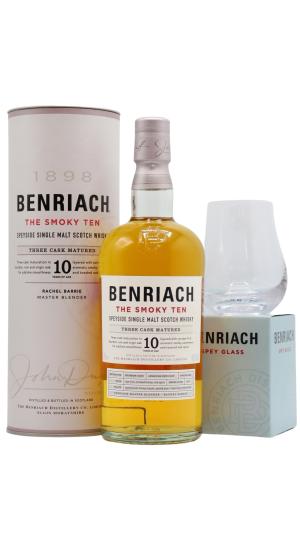 Benriach 10 year old The Smoky Ten Single Malt Scotch Whisky 70cl 46 ABV Includes Branded Glass