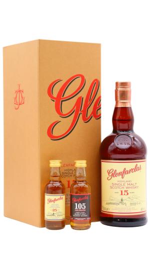 Glenfarclas 15 year old Highland Single Malt Scotch Whisky 70cl 5cl x 2 46 ABV Gift Pack