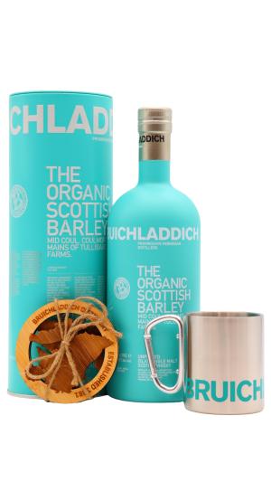 Bruichladdich Organic Scottish Barley Islay Single Malt Scotch Whisky 100cl 50 ABV 1 Litre Includes Metal Mug Coasters