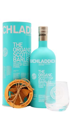 Bruichladdich Organic Scottish Barley Islay Single Malt Scotch Whisky 100cl 50 ABV 1 Litre Includes Branded Glass Coasters