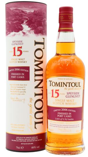 Tomintoul 15 year old Portwood Finish Speyside Single Malt Scotch 2006 Whisky 70cl 46 ABV