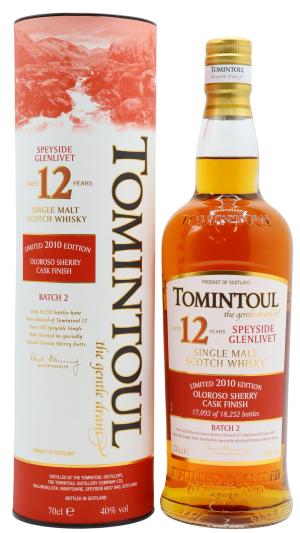 Tomintoul 12 year old Oloroso Sherry Cask Batch 2 Speyside Single Malt Scotch 2010 Whisky 70cl 40 ABV