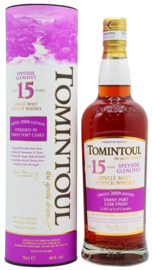 Tomintoul 15 year old Small Batch Tawny Port Cask Finish Speyside Single Malt Scotch 2008 Whisky 70cl 46 ABV