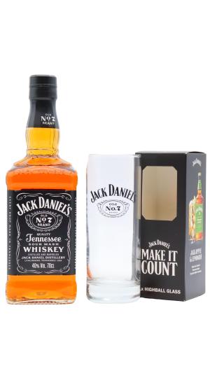 Jack Daniels Old No 7 Tennessee Whiskey 70cl 40 ABV Includes Branded Glass