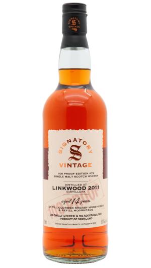 Linkwood 14 year old Signatory Vintage 100 Proof Batch 72 Single Malt Scotch 2011 Whisky 70cl 571 ABV0