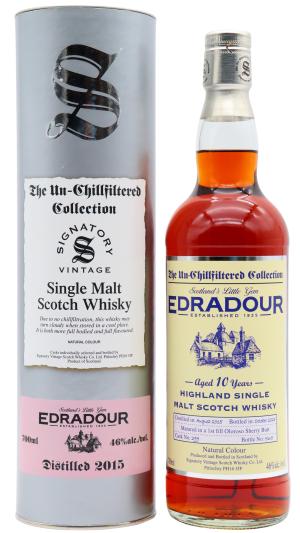 Edradour 10 year old Signatory Vintage UnChillfiltered Collection Single Malt Scotch 2015 Whisky 70cl 46 ABV0