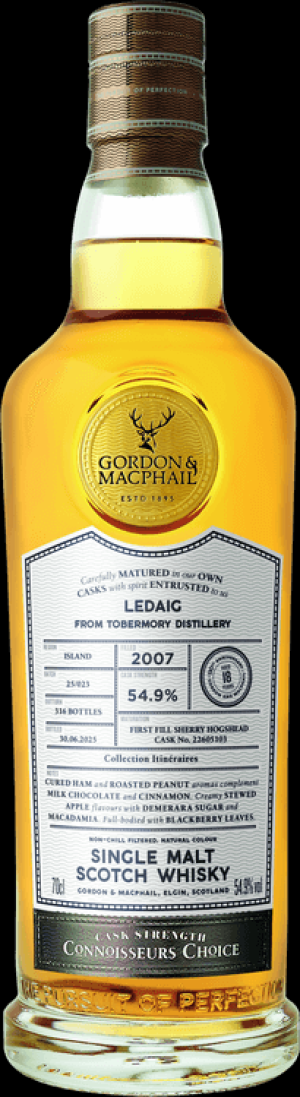 Ledaig 18 Year Old 1st Fill Sherry Hogshead Itinraires Collection Gordon MacPhail 2007 Whisky