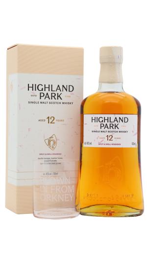 Highland Park 12 year old Single Malt Scotch Whisky 70cl 40 ABV Includes Branded Glass