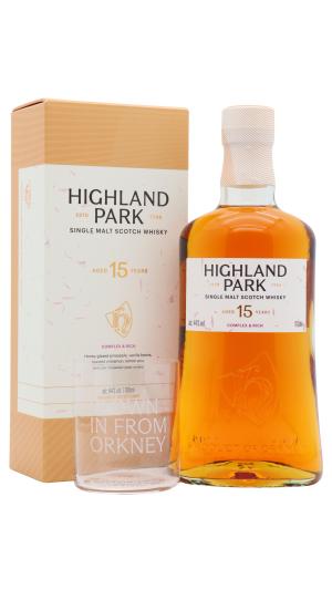 Highland Park 15 year old Single Malt Scotch Whisky 70cl 44 ABV Includes Branded Glass