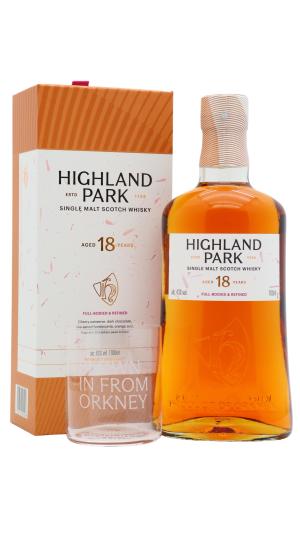 Highland Park 18 year old Single Malt Scotch Whisky 70cl 43 ABV Includes Branded Glass