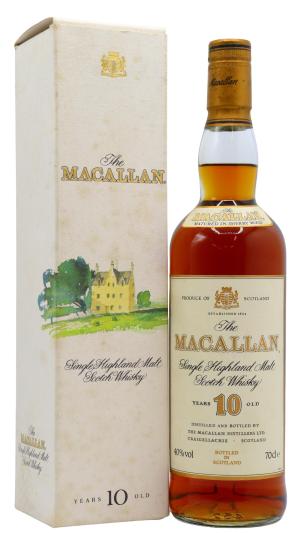 The Macallan 10 year old Highland Single Malt Scotch Whisky 70cl 40 ABV 1990s Bottling