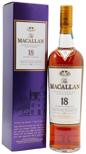 The Macallan 18 year old 2013 Release Sherry Oak Highland Single Malt Scotch 1995 Whisky 70cl 43 ABV
