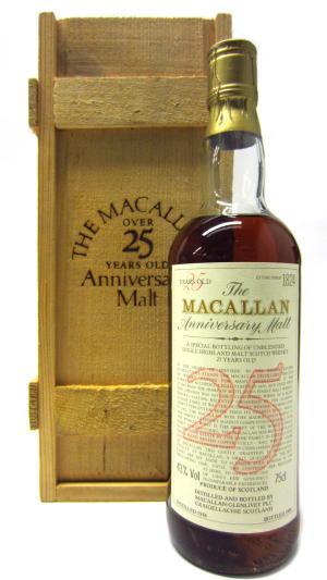 The Macallan 25 year old 1984 Release Anniversary Malt Highland Single Malt Scotch 1958 Whisky 75cl 43 ABV