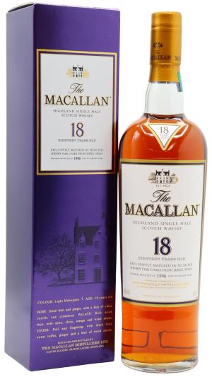 The Macallan 18 year old 2014 Release Sherry Oak Highland Single Malt Scotch 1996 Whisky 70cl 43 ABV
