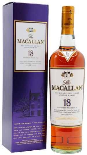 The Macallan 18 year old 2017 Release Sherry Oak Highland Single Malt Scotch Whisky 70cl 43 ABV