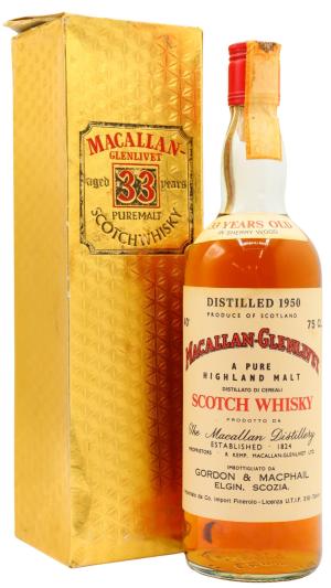The Macallan 33 year old Pure Highland Malt Scotch 1950 Whisky 75cl 40 ABV