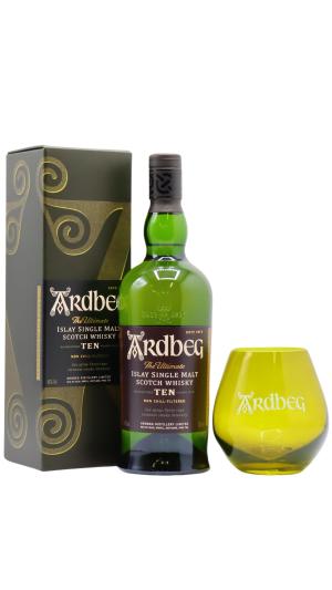 Ardbeg 10 year old Islay Single Malt Scotch Whisky 70cl 46 ABV Includes Branded Glass