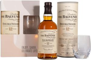 The Balvenie 12 Year Old DoubleWood Single Malt Scotch Whisky Gift Set Includes Branded Whisky Glass Presentation Tube Aged in Bourbon Sherry Casks 700ml Speyside Scotch