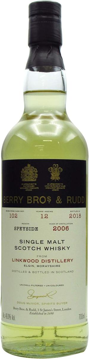 Linkwood Berry Bros Rudd Single Cask 102 2006 12 year old Whisky 70cl 46 ABV