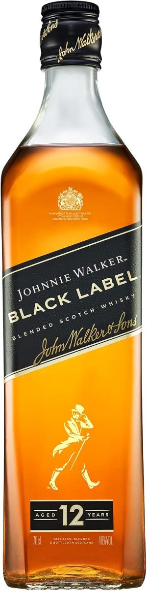 Johnnie Walker Black Label 40 vol 70cl Blended Scotch Whisky Crafted Using Whiskies Aged a Minimum of 12 Years Neat or in Mixed Drinks Ideal for Gifting
