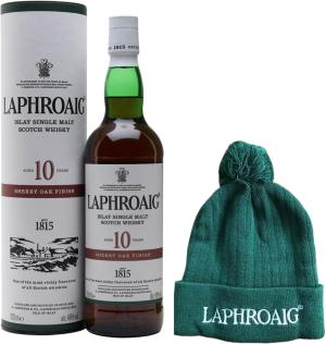 Laphroaig 10 Year Old Sherry Oak Finish Whisky 70cl Free Bobble Hat