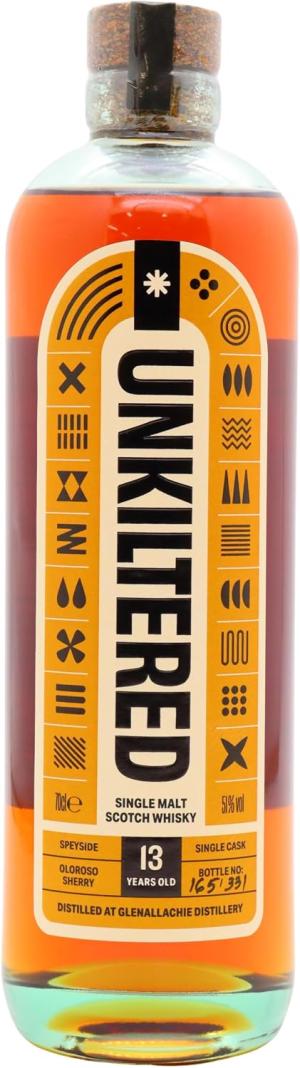 GlenAllachie Unkiltered Single Cask Single Malt Scotch 13 year old Whisky 70cl 51 ABV