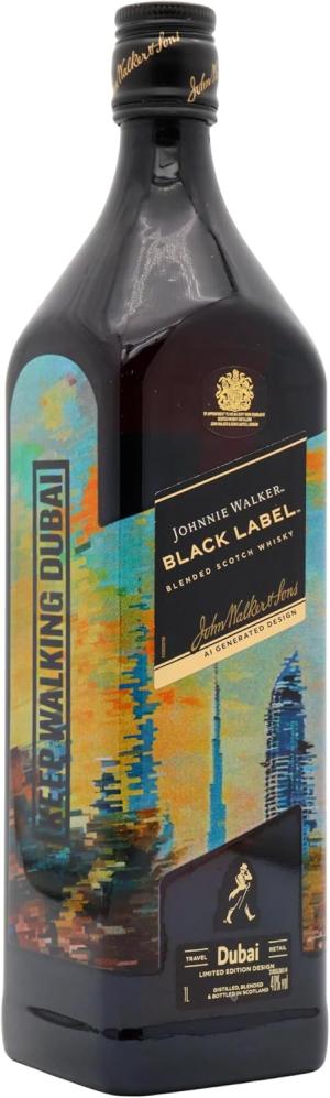 Johnnie Walker 12 year old Black Label Dubai Limited Edition AI Design Blended Scotch Whisky 100cl 40 ABV 1 Litre