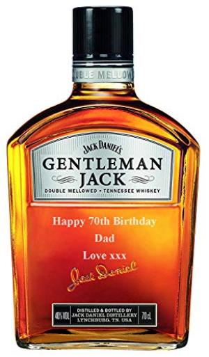 Personalised Jack Daniels Gentleman Jack Whisky Gift for Men Customised Engraved Whisky Bottle Tennessee Whiskey with Custom Engraving Gift Ideas for Birthday Xmas Anniversary