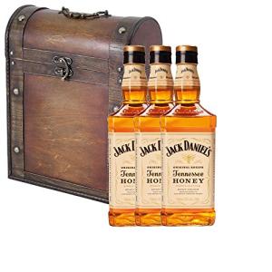 3 x Jack Daniels Honey Tennessee Whiskey Liqueur in Antique Effect Gift Box With Handcrafted Gifts2Drink Tag