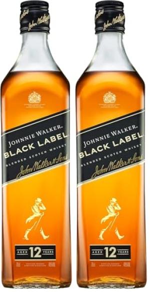 Johnnie Walker Black Label Blended Scotch Whisky 40 vol 70cl Layers of Smooth Flavour Toffee Fruit Vanilla Smoke Classic Scottish Whisky to Sip Neat or in Drinks Pack of 2