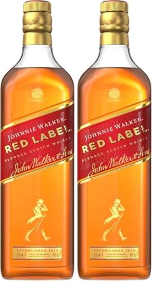 Johnnie Walker Red Label Blended Scotch Whisky 40 vol 1L Enjoy Neat or in Drinks Iconic Scottish Whisky Blended from up to 35 Whiskies Notes of Smoke Cinnamon Honey Pack of 2