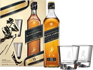 Johnnie Walker Black Label 12 Years Old Blended Scotch Whisky 70cl with Gift Box Including Two Tumblers