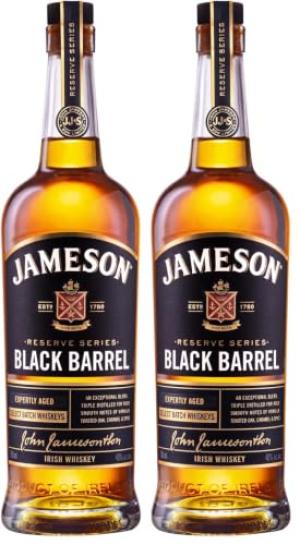 Jameson Black Barrel Blended Irish Whiskey with Giftbox 40 ABV 70CL Triple Distilled Irish Whiskey Single Malt and Small Batch Grain Blended Whiskey Notes of Spices and Vanilla Pack of 2