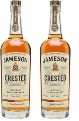 Jameson Crested Triple Distilled Irish Whiskey 40 ABV 70CL Blended Signature Grain Whiskey Matured in Sherry Casks and Bourbon Barrels Delicate Sherry Notes with Spicy Sweetness Undertones