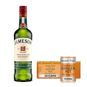 Jameson Original Irish Whiskey 70cl FeverTree Refreshingly Light Ginger Ale 150ml Pack of 24 Perfect for Whiskey Ginger Cocktails