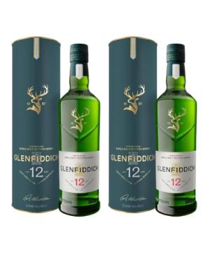 Glenfiddich 12 Year Old Single Malt Scotch Whisky 70cl Pack of 2