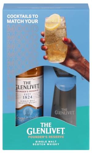 The Glenlivet Founders Reserve Single Malt Scotch Whisky Giftbox and 2 Glasses Double Matured in Oak Casks 40 ABV 70CL Original Speyside Single Malt Whisky Sweet and Fruity Scottish Whisky