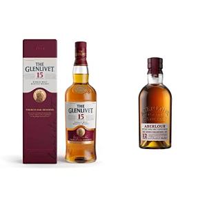 The Glenlivet 15 Year Old Single Malt Scotch Whisky French Oak Reserve 70cl with Gift Box Aberlour 12 Year Old Single Malt Scotch Whisky with Giftbox 70cl
