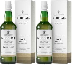 Laphroaig Oak Select Scotch Islay Single Malt Peated Whisky Smoky Salty Sweet 40 ABV 70cl Packaging may vary Pack of 2