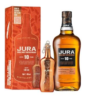 Jura 10 Year Old Single Malt with Whisky Hip Flask