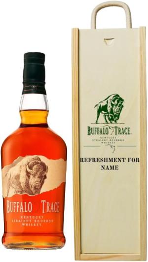 Personalised Buffalo Trace Straight Bourbon Whisky Gift Set In Wooden Box 40 ABV 70cl