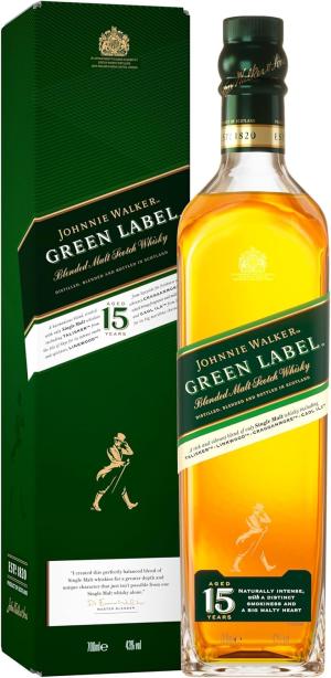 Johnnie Walker Green Label 43 vol 70cl Blended Malt Scotch Whisky Matured at Least 15 Years Enjoy Neat or in Drinks Great for Gifting with Gift Box