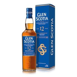 Glen Scotia 12 Year Old Single Malt Whisky 70cl 46 ABV Matured in FirstFill Bourbon Casks Campbeltown Scotch Whisky with Tropical Fruit Coastal Influence Warming Spice