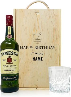 Personalised Jameson Triple Distilled Irish Whiskey Happy Birthday Gift Set with Glass 70cl Gifts For Him For Her Christmas Birthdays Fathers Day Mothers Day