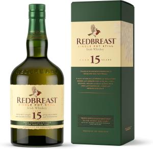 Redbreast 15 Year Old Single Pot Still Irish Whiskey with Gift Box 70cl 46 ABV Rich Sherry Bourbon Oak Maturation Dried Fruit Spice Long Smooth Finish Gold Winning Irish Whiskey