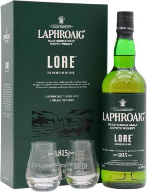 Laphroaig Lore Islay Single Malt Glass Pack Whisky 70cl 48 ABV