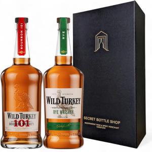 Secret Bottle Shop American Whiskey Discovery Gift Set Containing 1 x 70cl Wild Turkey 101 Bourbon 7 1 x 70cl Wild Turkey Rye Whiskey Bourbon Whiskey Gift